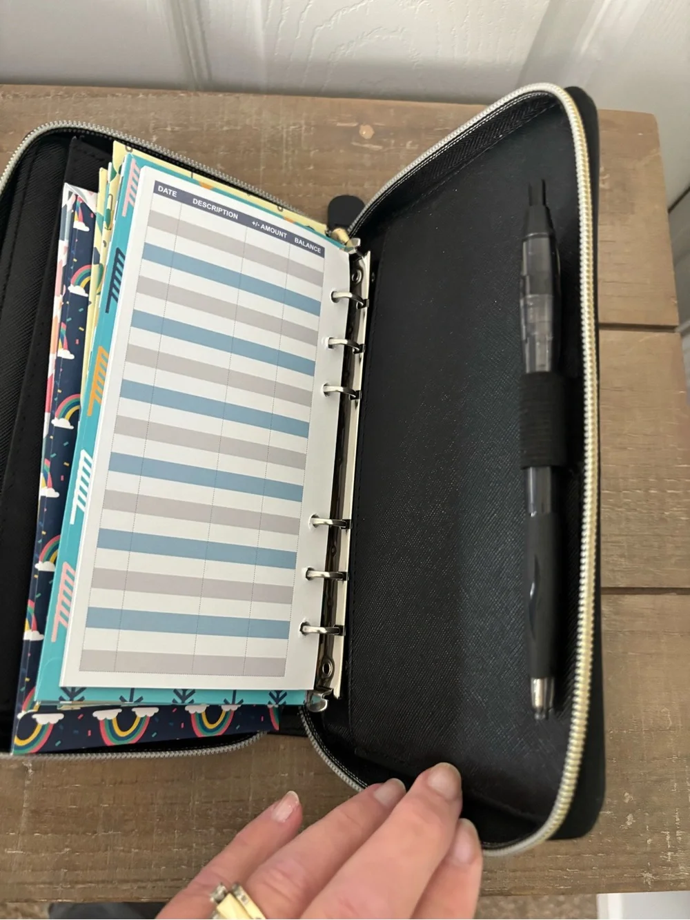 Black cash envelope budgeting Zip Wallet - Picture 3 of 6